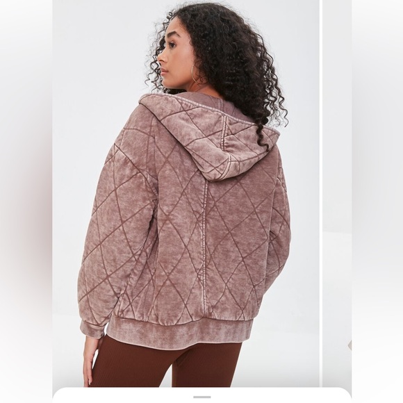 Forever 21 Premium Label Quilted Zip-Up Hoodie size L - NWT - Picture 7 of 17